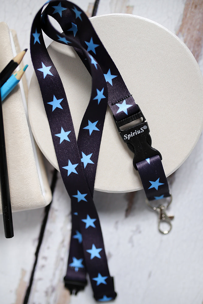 1 x SpiriuS Blue Stars Lanyard neck strap + clear waterproof badge badge holder
