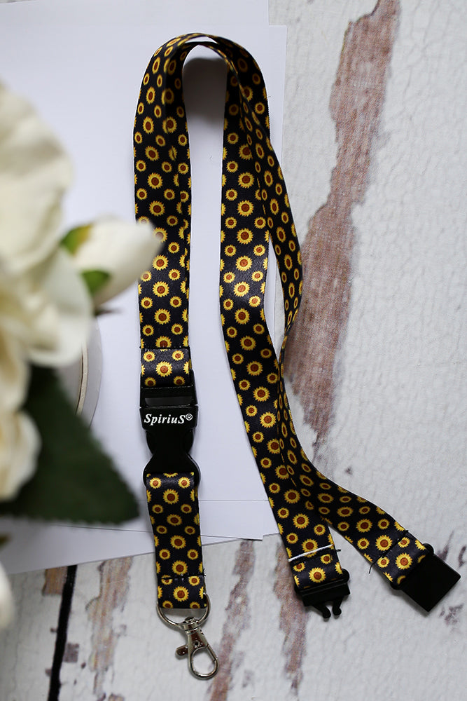 1 x SpiriuS Sunflowers breakaway Lanyard neck strap + faux leather badges holder