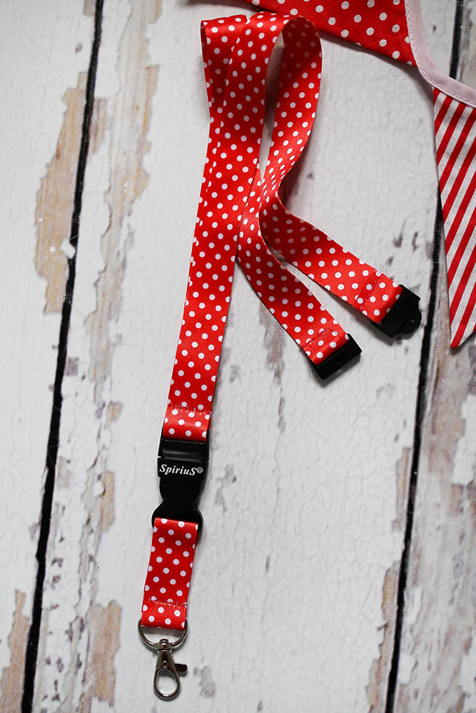 1 x SpiriuS Polka dot red breakaway Lanyard neck strap + unique id badge holder