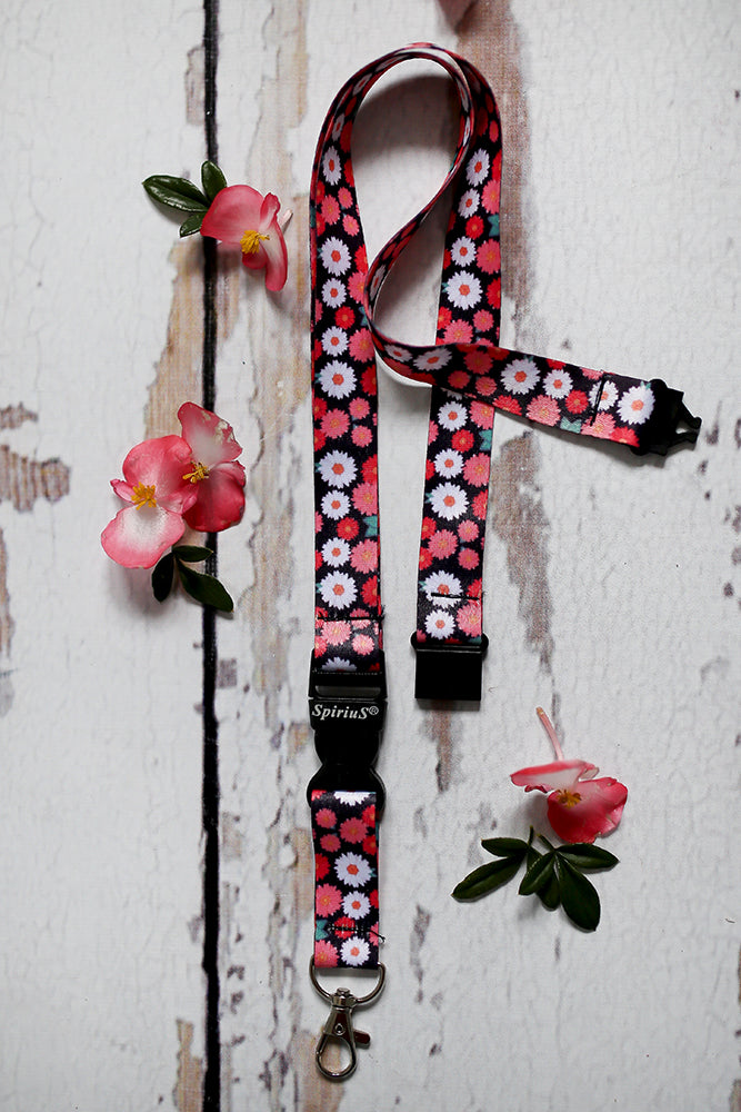 1 x SpiriuS Multi Daisies breakaway Lanyard neck strap + Clear plasic badge