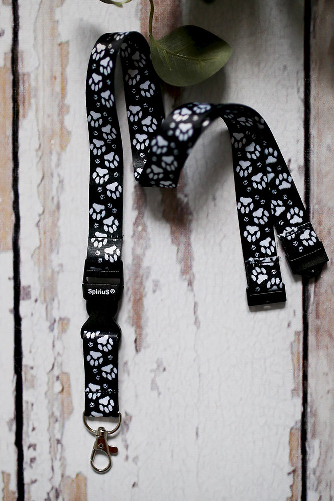 1 x SpiriuS Animal Paw breakaway Lanyard neck strap + faux leather badges holder
