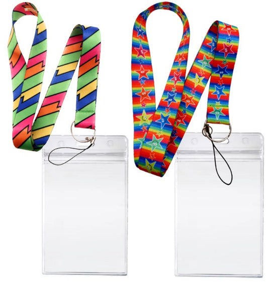 SpiriuS 2 x Lanyards set Neck straps with Large ID card Holder keyring phone loop string