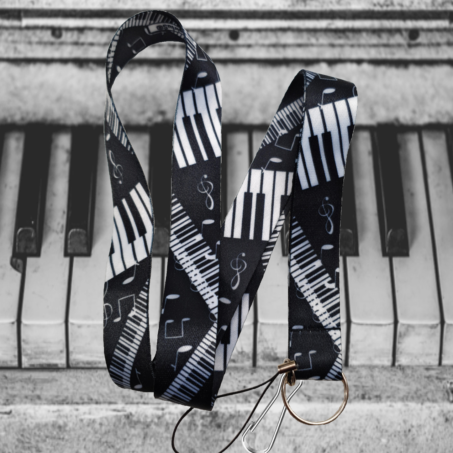 Lanyard Neck strap for ID card badge Holder with retractable reel Music notes