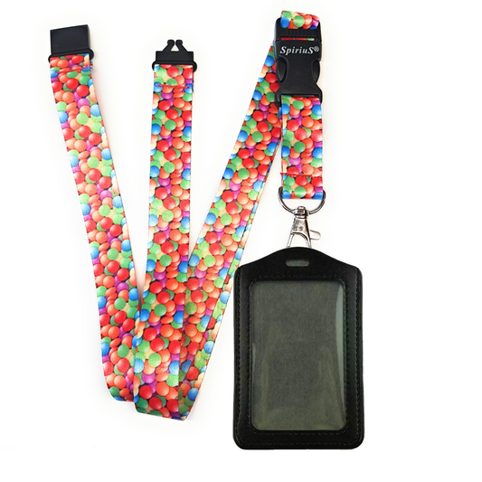 1 x SpiriuS Candies breakaway Lanyard neck strap + faux leather badges holder