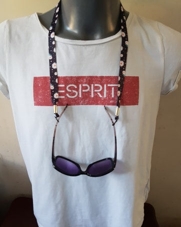 1 x SpiriuS Glasses holder strap Lanyard Daisies in Black