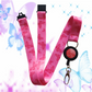 1x SpiriuS Lanyard with pink Butterflies Retractable Reel ID Badge Holder with metal clip Keyring