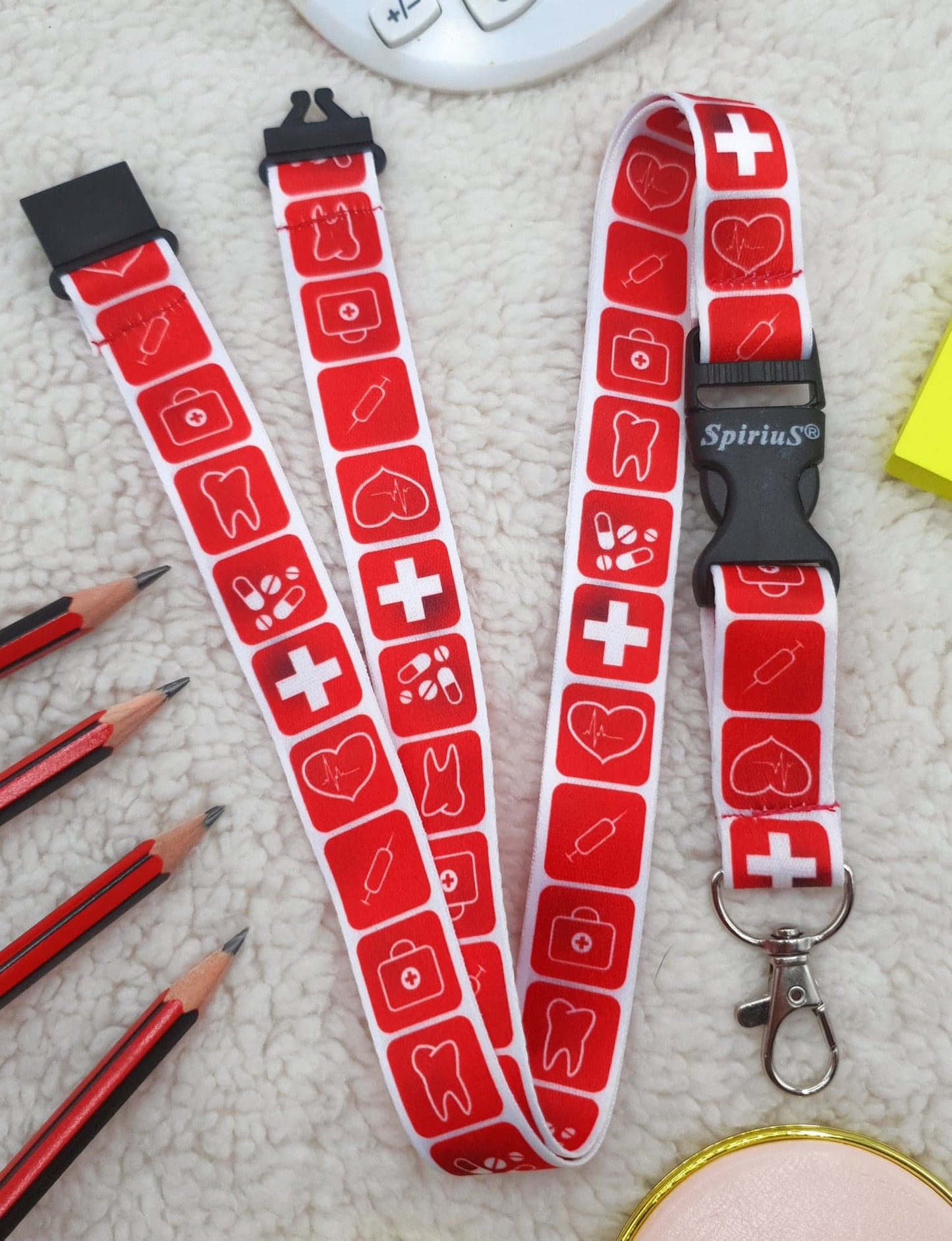 1 x SpiriuS First Aid breakaway Lanyard neck strap for id badge holder