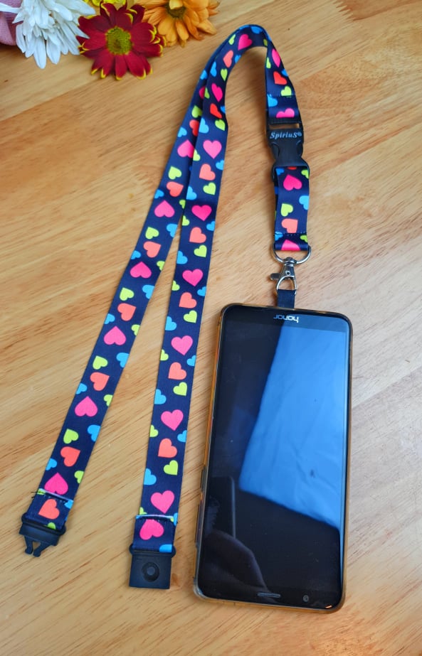 SpiriuS Phone Neck Lanyard Strap with sticky Universal Patch For any mobile phone, card holder Multi Heart