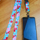SpiriuS Phone Neck Lanyard Strap with sticky Universal Patch For any mobile phone, card holder Flowers in Blue