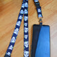 SpiriuS Phone Neck Lanyard Strap with sticky Universal Patch For any mobile phone, card holder Panda in Black