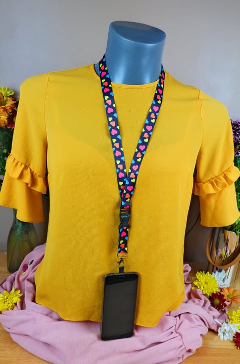 SpiriuS Phone Neck Lanyard Strap with sticky Universal Patch For any mobile phone, card holder Multi Heart