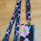 SpiriuS Flowers in black breakaway Lanyard neck strap + unique id badge holder