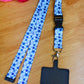 SpiriuS Phone Neck Lanyard Strap with sticky Universal Patch For any mobile phone, card holder Blue stars