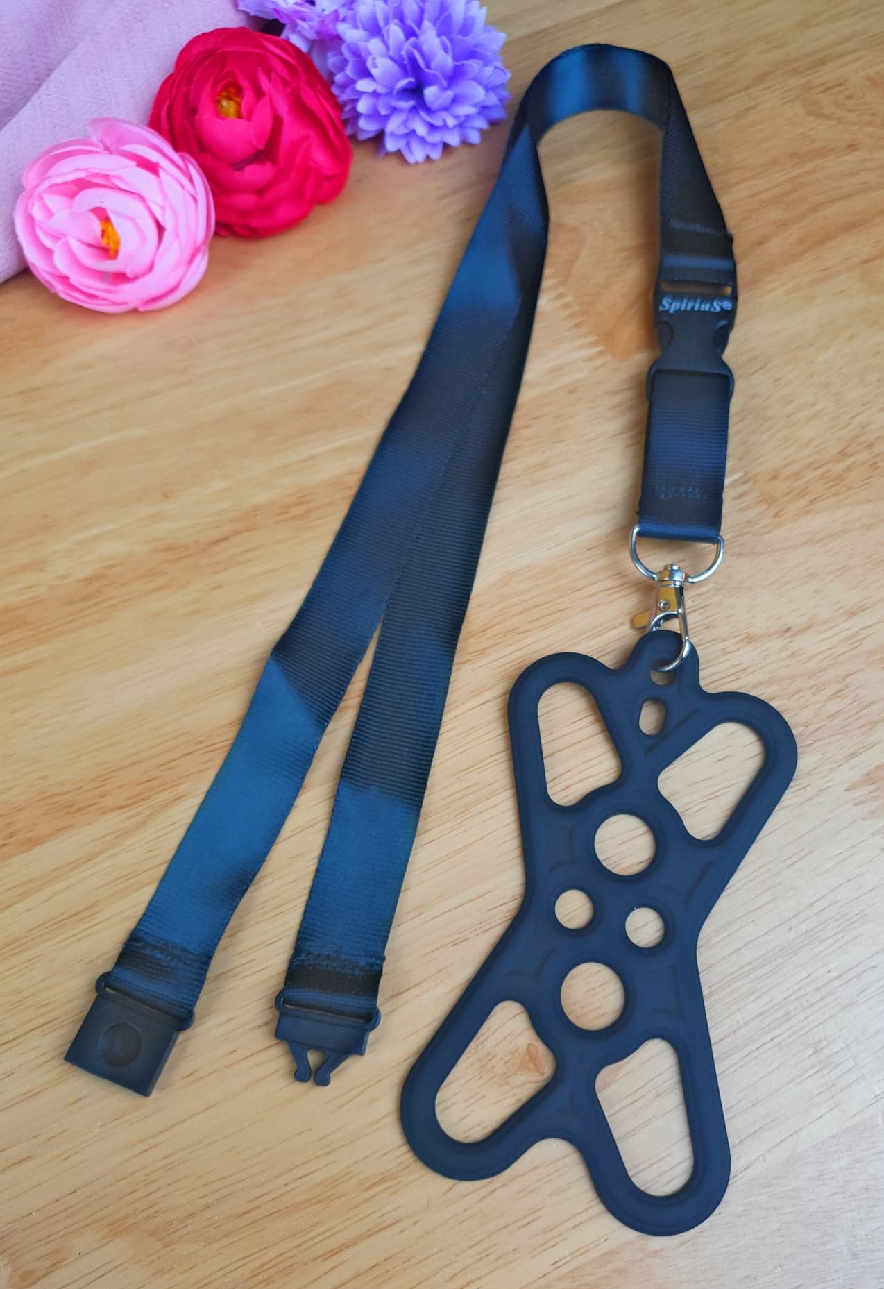 Universal silicone mobile phone Holder set with SpiriuS Neck Lanyard Strap Black