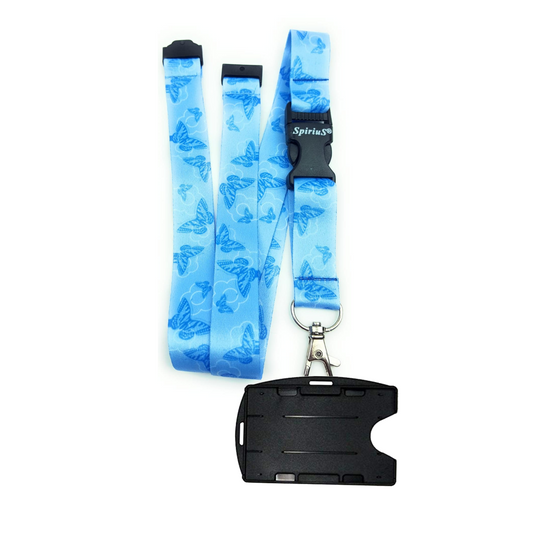 1 x SpiriuS Blue Butterfly breakaway Lanyard neck strap + Double side badge holder