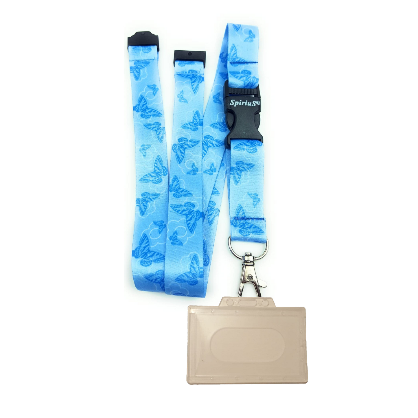 1 x SpiriuS Blue Butterfly breakaway Lanyard neck strap + Clear plasic badge