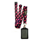 1 x SpiriuS Polka dot Pink breakaway Lanyard neck strap + faux leather badges holder