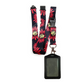 1 x SpiriuS Big Red Floral breakaway Lanyard neck strap + faux leather badges holder