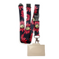 1 x SpiriuS Big Red Flowers breakaway Lanyard neck strap + Clear plasic badge