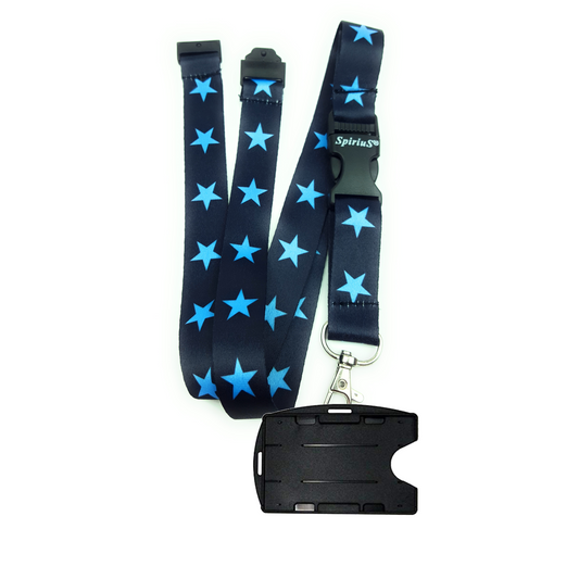 1 x SpiriuS Blue Stars breakaway Lanyard neck strap + Double side badge holder
