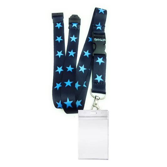 1 x SpiriuS Blue Stars Lanyard neck strap + clear waterproof badge badge holder