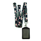 1 x SpiriuS Flowers in Black breakaway Lanyard neck strap + faux leather badges holder