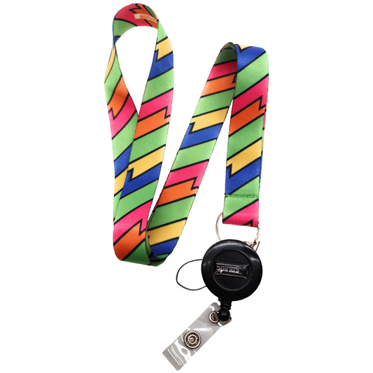 Lanyard Neck strap for ID card badge Holder with retractable reel Rainbow Stripes New