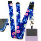 SpiriuS Phone Neck Lanyard Strap with sticky Universal Patch For any mobile phone, card holder dark blue flowers