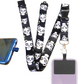 SpiriuS Phone Neck Lanyard Strap with sticky Universal Patch For any mobile phone, card holder Panda in Black