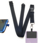 SpiriuS Phone Neck Lanyard Strap with sticky Universal Patch For any mobile phone, card holder plain Black