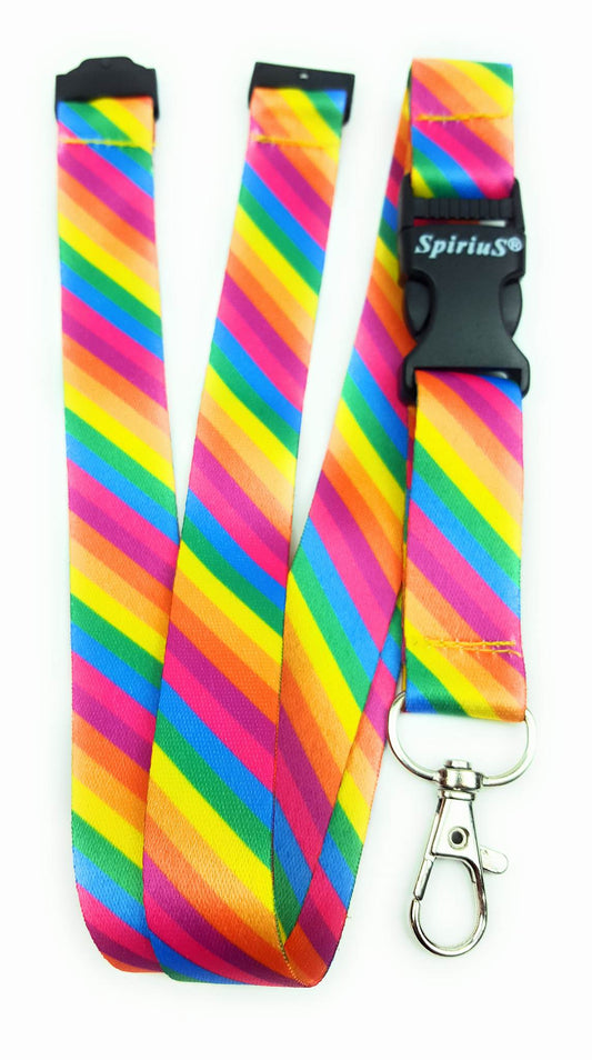 SpiriuS RAINBOW STRIPES breakaway Lanyard neck strap for keys id badge holder key fob USB