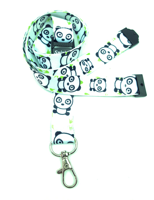 1 x SpiriuS Love Panda breakaway Lanyard neck strap + faux leather badges holder