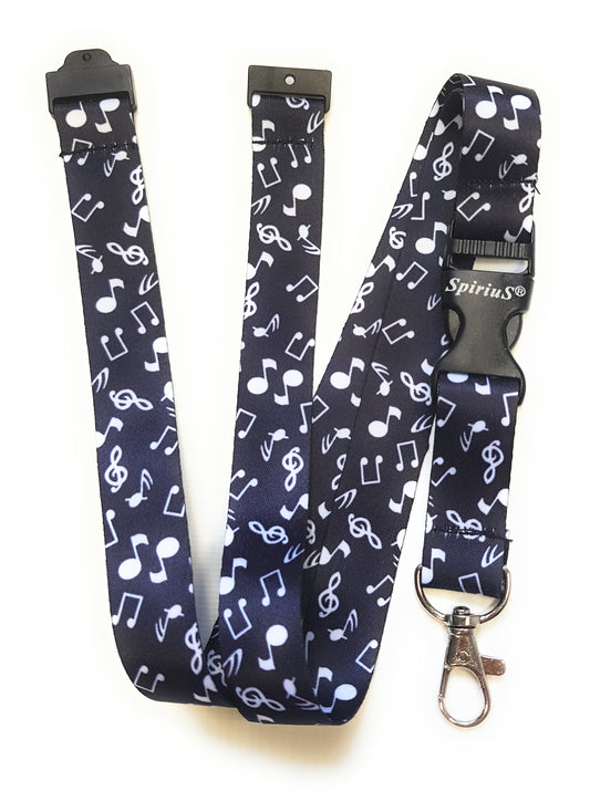 1 x SpiriuS Music notes breakaway Lanyard neck strap + clear waterproof badge badge holder