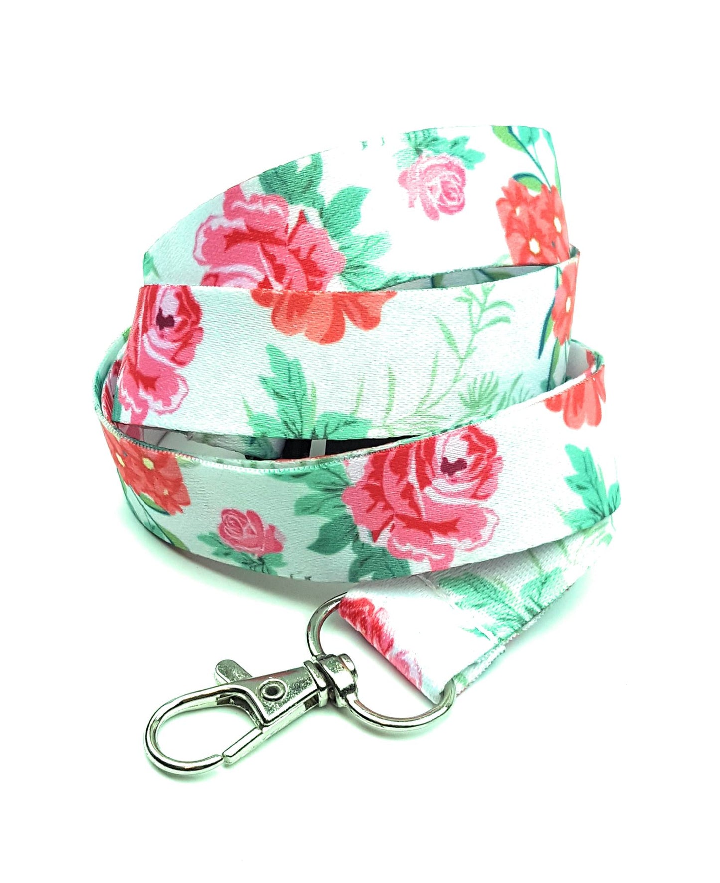 1 x SpiriuS Flowers red green breakaway Lanyard neck strap for id badge holder