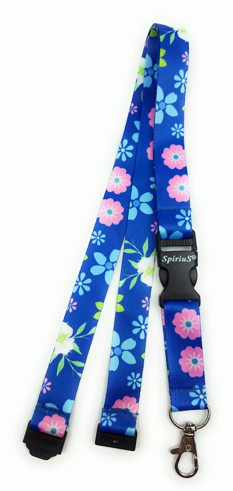 SpiriuS PINK blue FLOWERS breakaway Lanyard neck strap + unique id badge holder