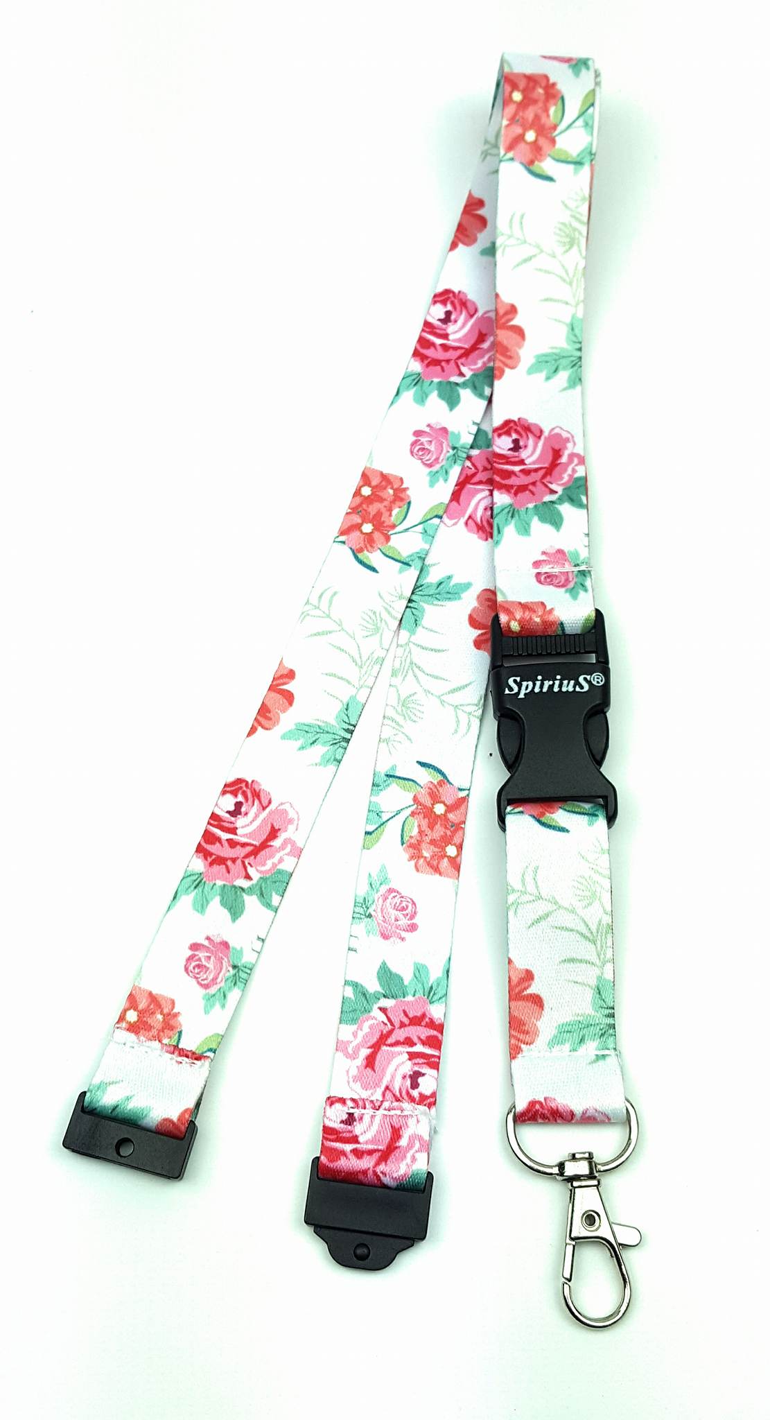 1 x SpiriuS Flowers red green breakaway Lanyard neck strap for id badge holder