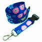 SpiriuS PINK blue FLOWERS breakaway Lanyard neck strap + unique id badge holder