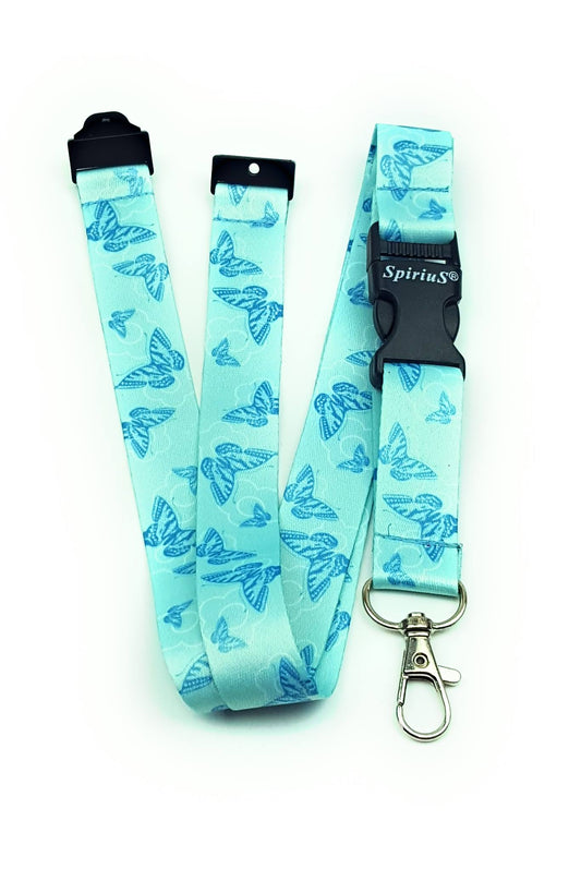 1 x SpiriuS GREEN BUTTERFLY breakaway Lanyard neck strap for id badge holder