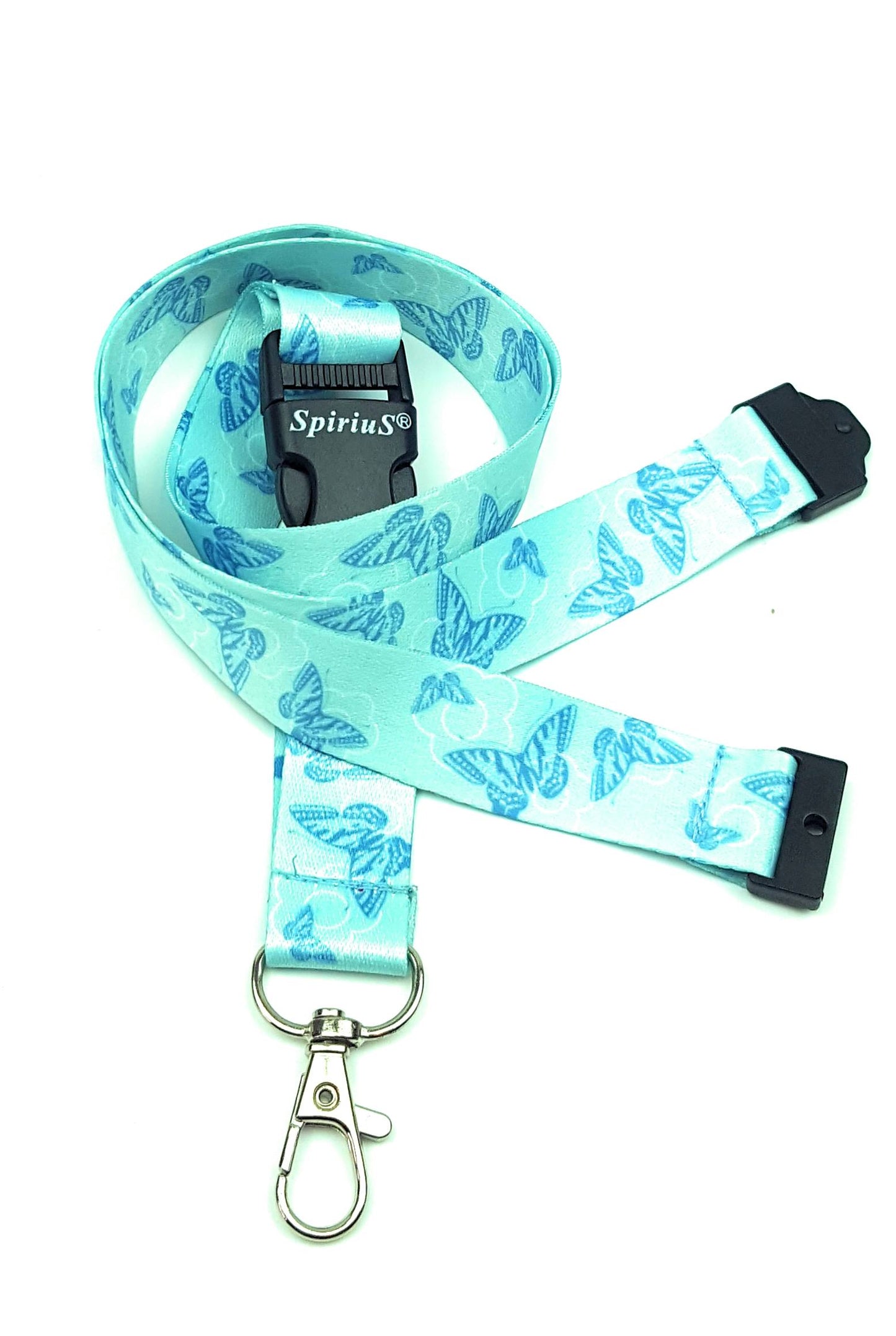 1 x SpiriuS GREEN BUTTERFLY breakaway Lanyard neck strap for id badge holder