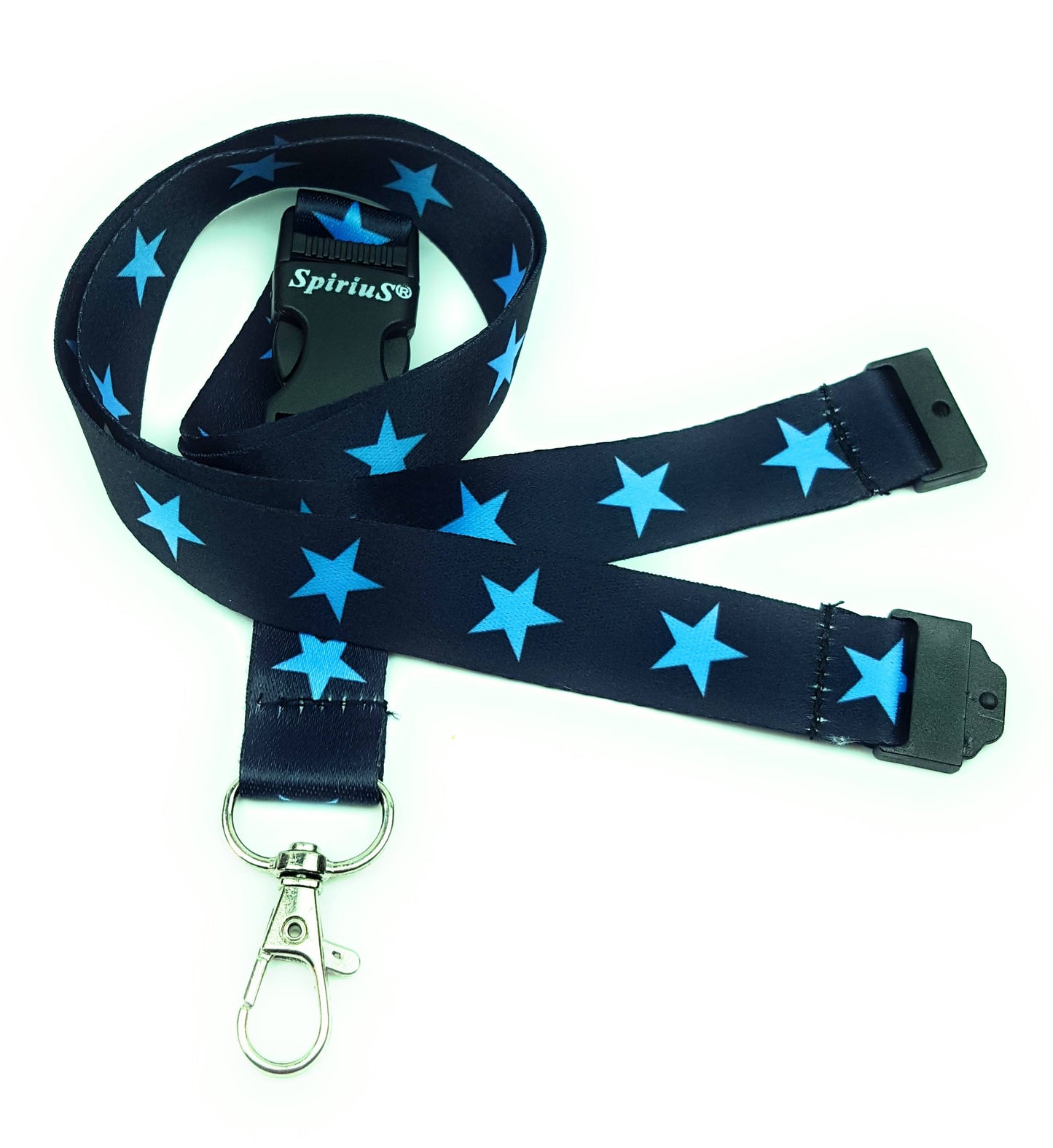1 x SpiriuS Blue STARS breakaway Lanyard neck strap for id badge holder