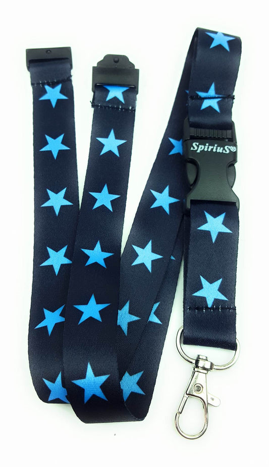 1 x SpiriuS Blue STARS breakaway Lanyard neck strap for id badge holder