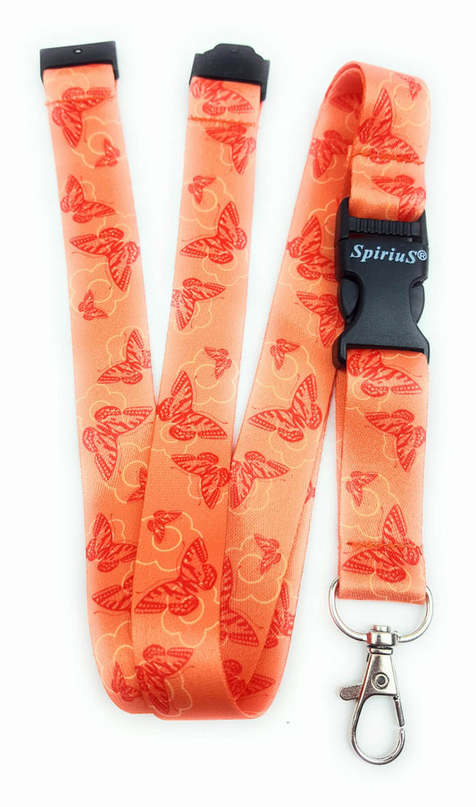 1 x SpiriuS ORANGE BUTTERFLY breakaway Lanyard neck strap for id badge holder