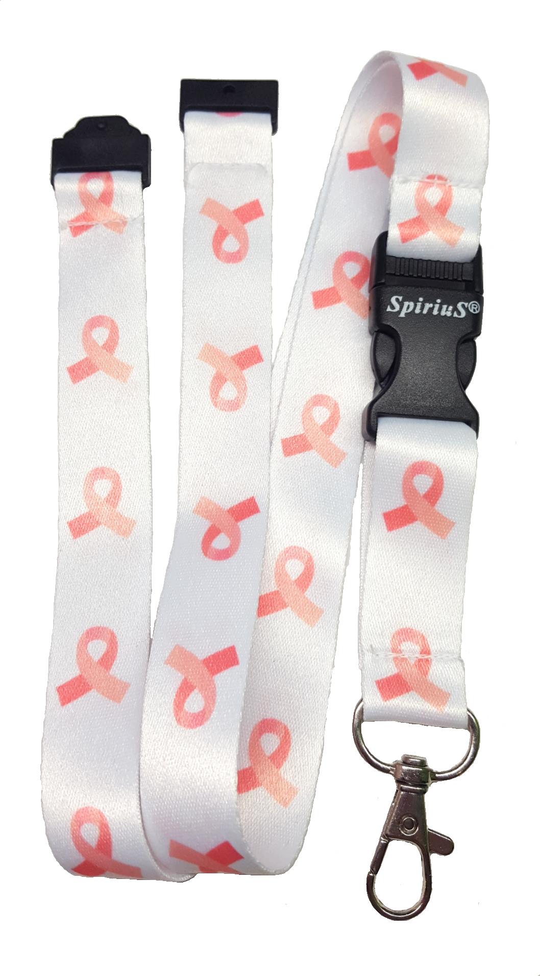 1 x SpiriuS Cancer logo in white breakaway Lanyard neck strap for id badge holder