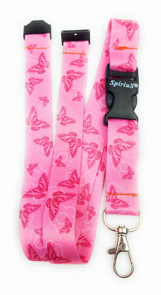1 x SpiriuS Pink Butterfly breakaway Lanyard neck strap for id badge holder