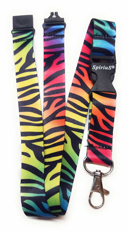 1 x SpiriuS RAINBOW ZEBRA breakaway Lanyard neck strap for id badge holder