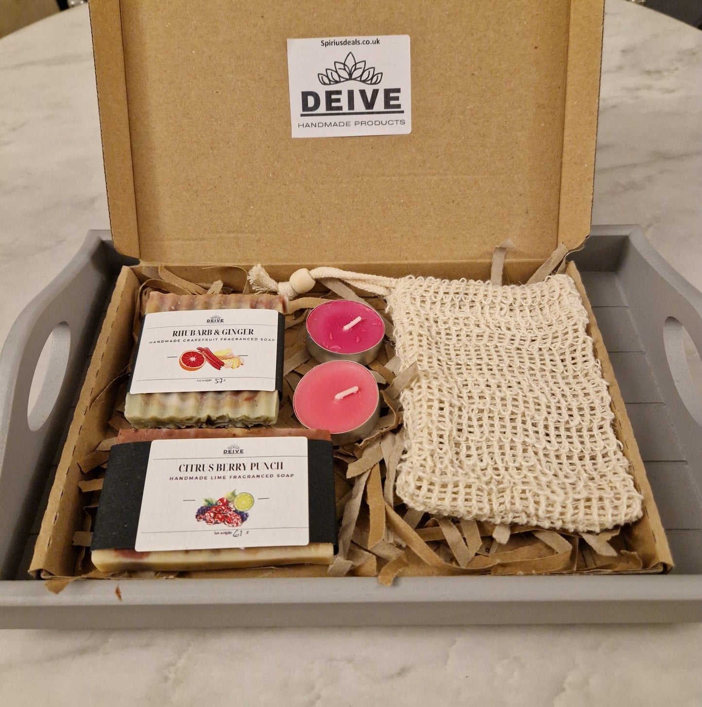 Handmade Natural Artisan 2 small Fruit Soaps gift set with Soap saver Bag eco friendly gift for Christmas Birthday