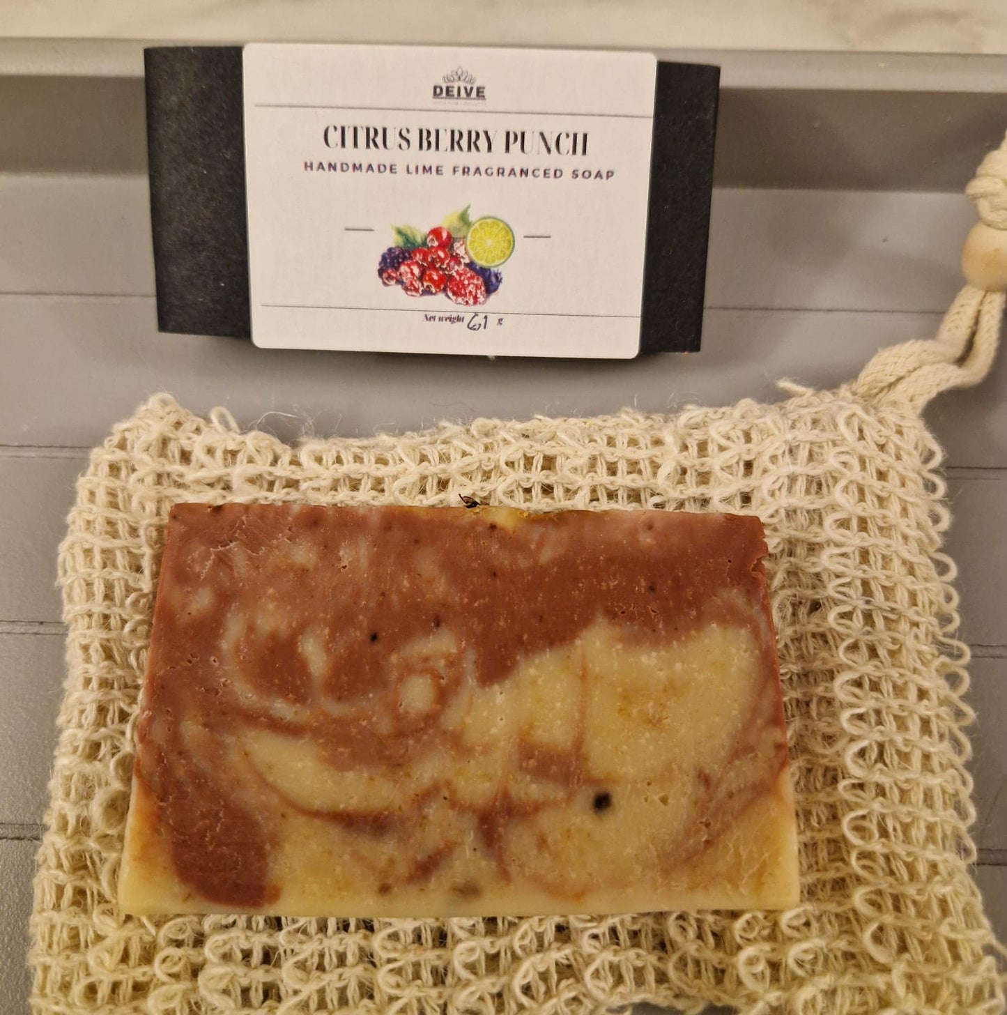 Handmade Natural Artisan 2 small Fruit Soaps gift set with Soap saver Bag eco friendly gift for Christmas Birthday