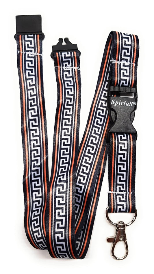 1 x SpiriuS ETHNIC WHITE BLACK breakaway Lanyard neck strap for id badge holder