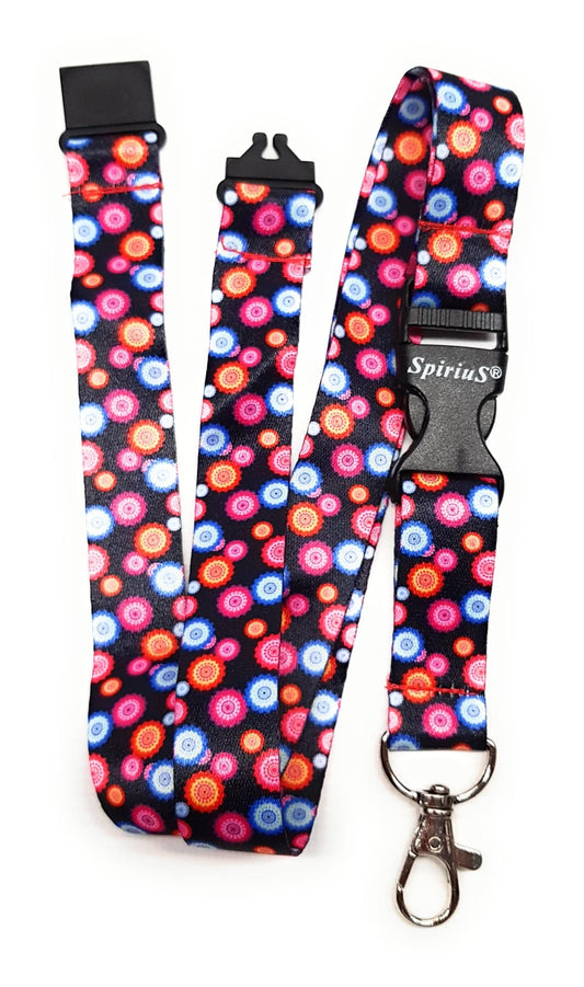 1 x SpiriuS Multicolour flowers breakaway Lanyard neck strap for id badge holder