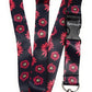 1 x SpiriuS Red flowers in black breakaway Lanyard neck strap for id badge holder